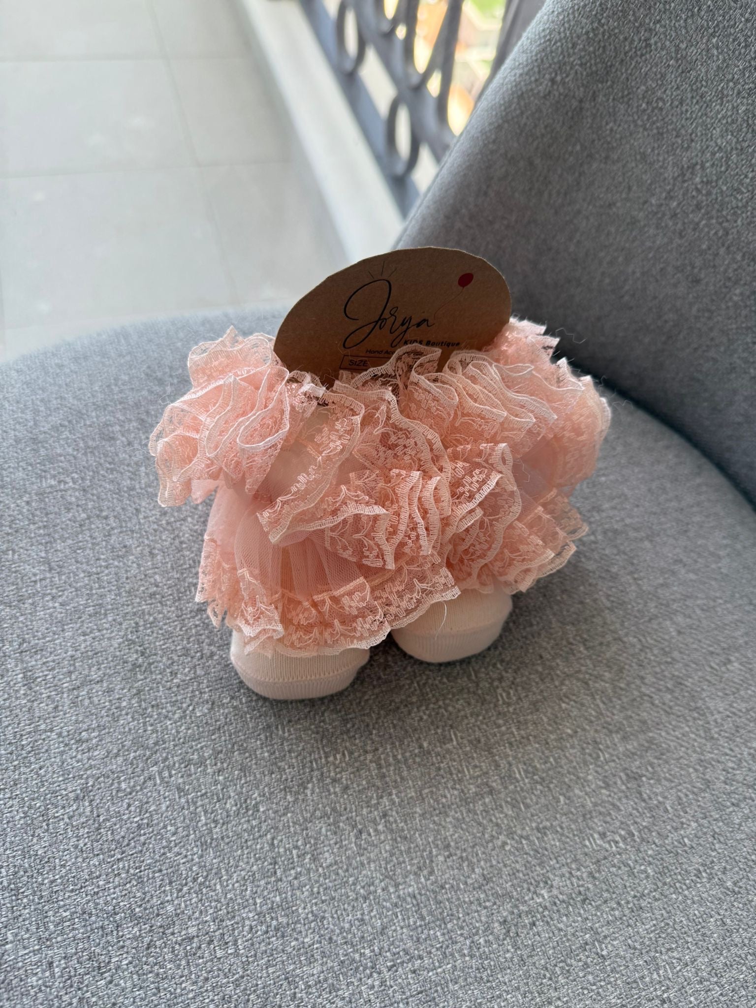 Fluffy Salmon Baby Socks