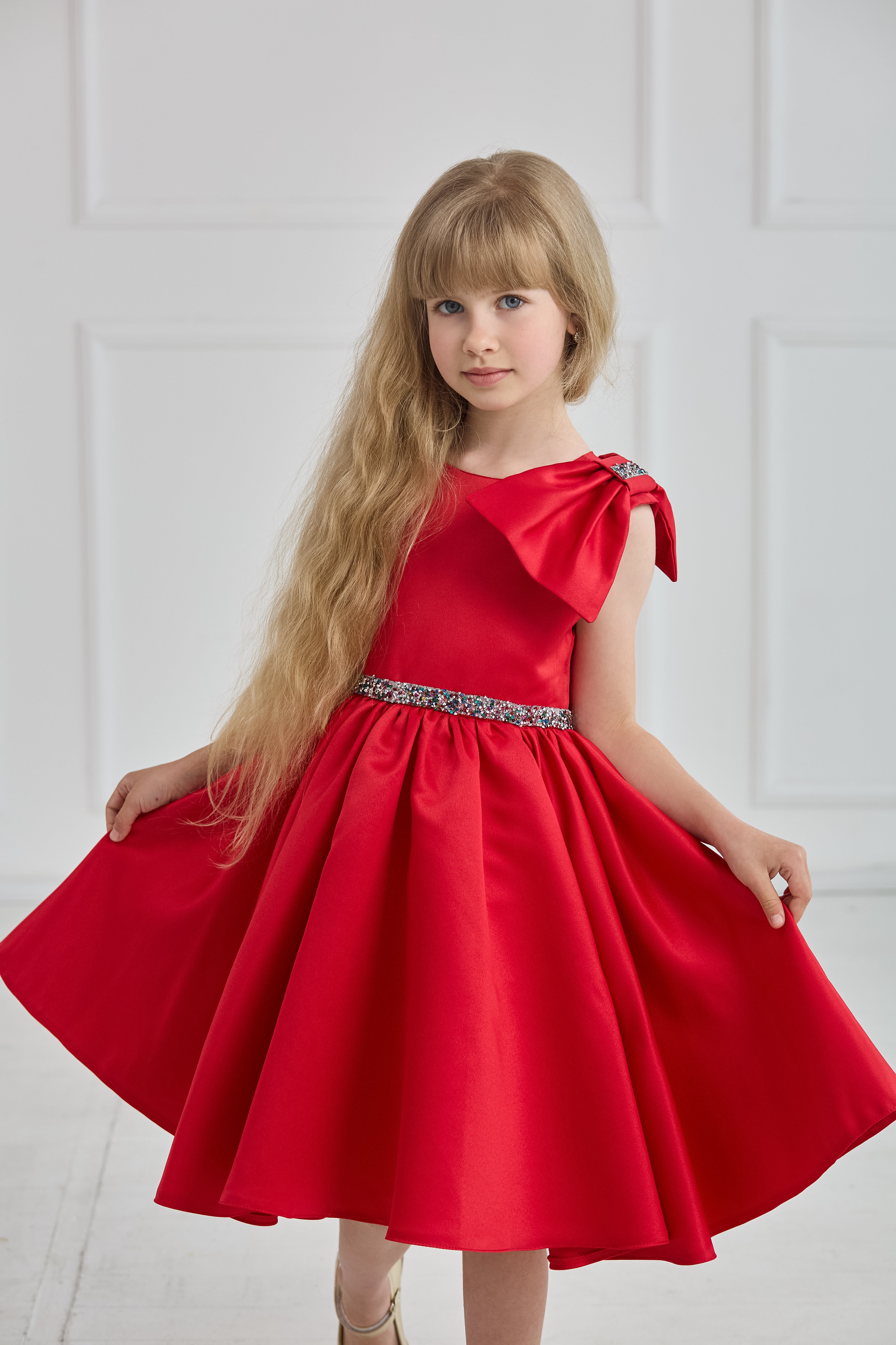 Red Satin Party Dress