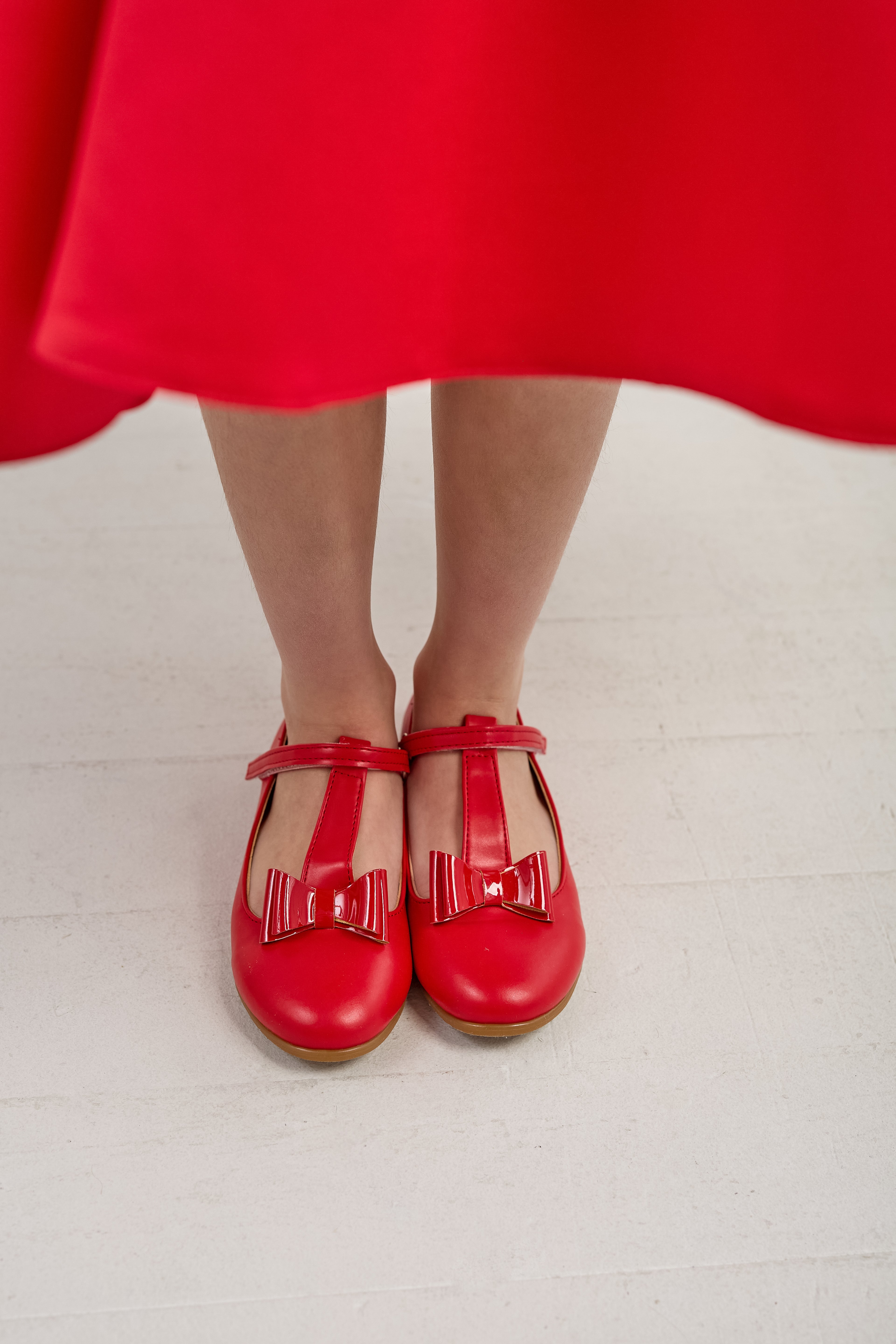 Red Bow Leather Shoes