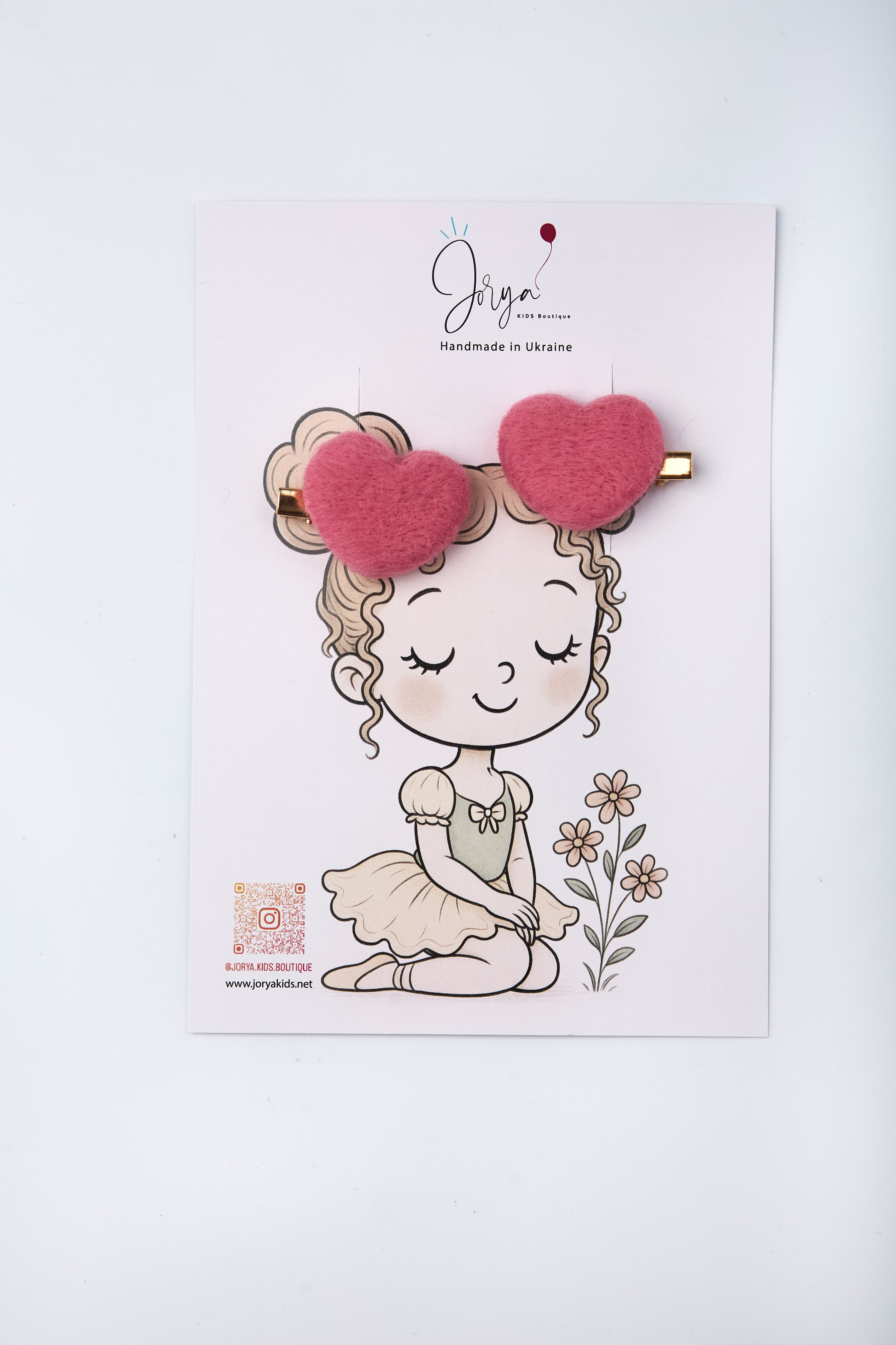 Handmade Felt Heart Hair Clips β Set of 2