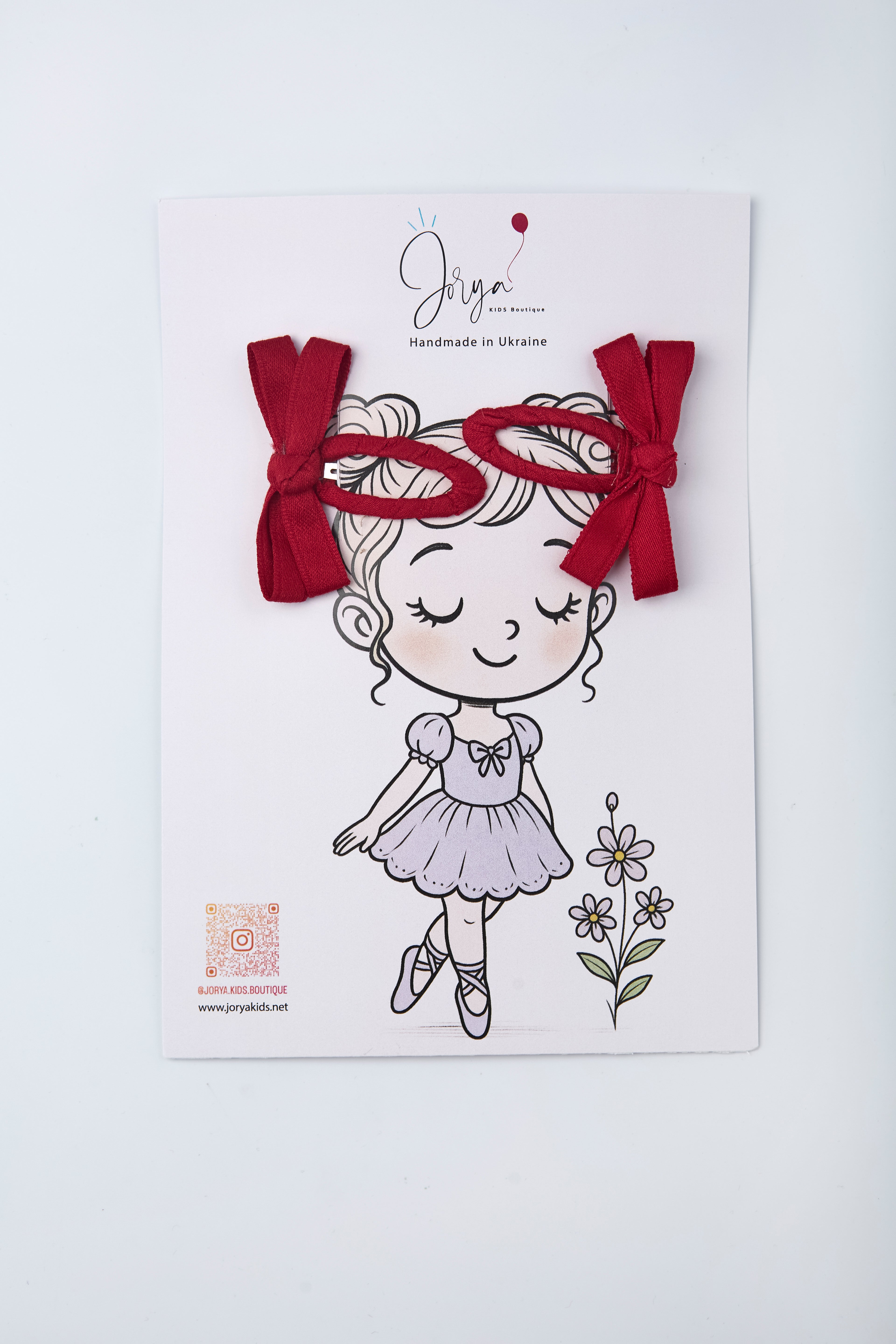 Handmade Red Bow Hair Clips – Set of 2