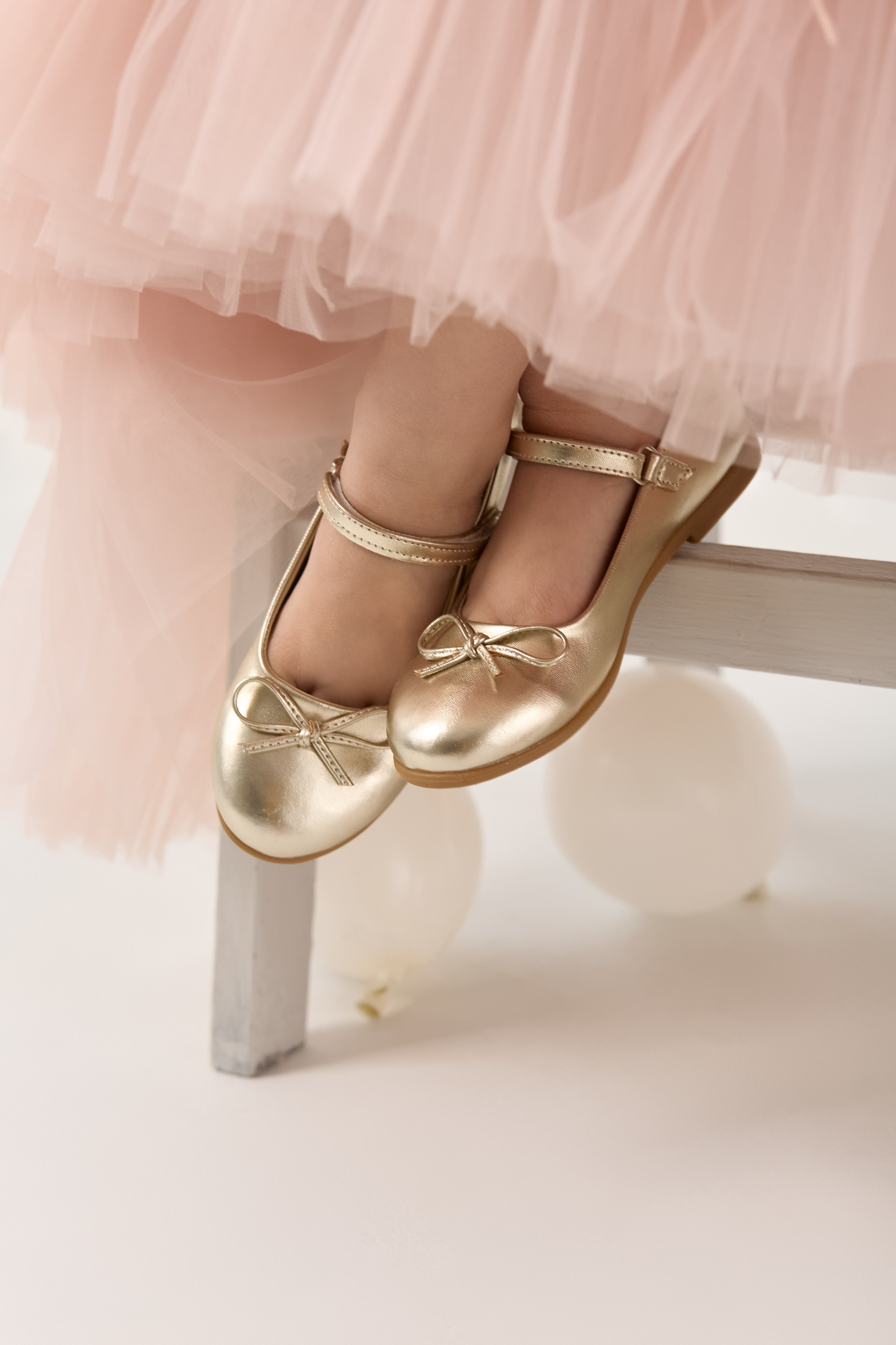 Golden Bow Ballet Flats