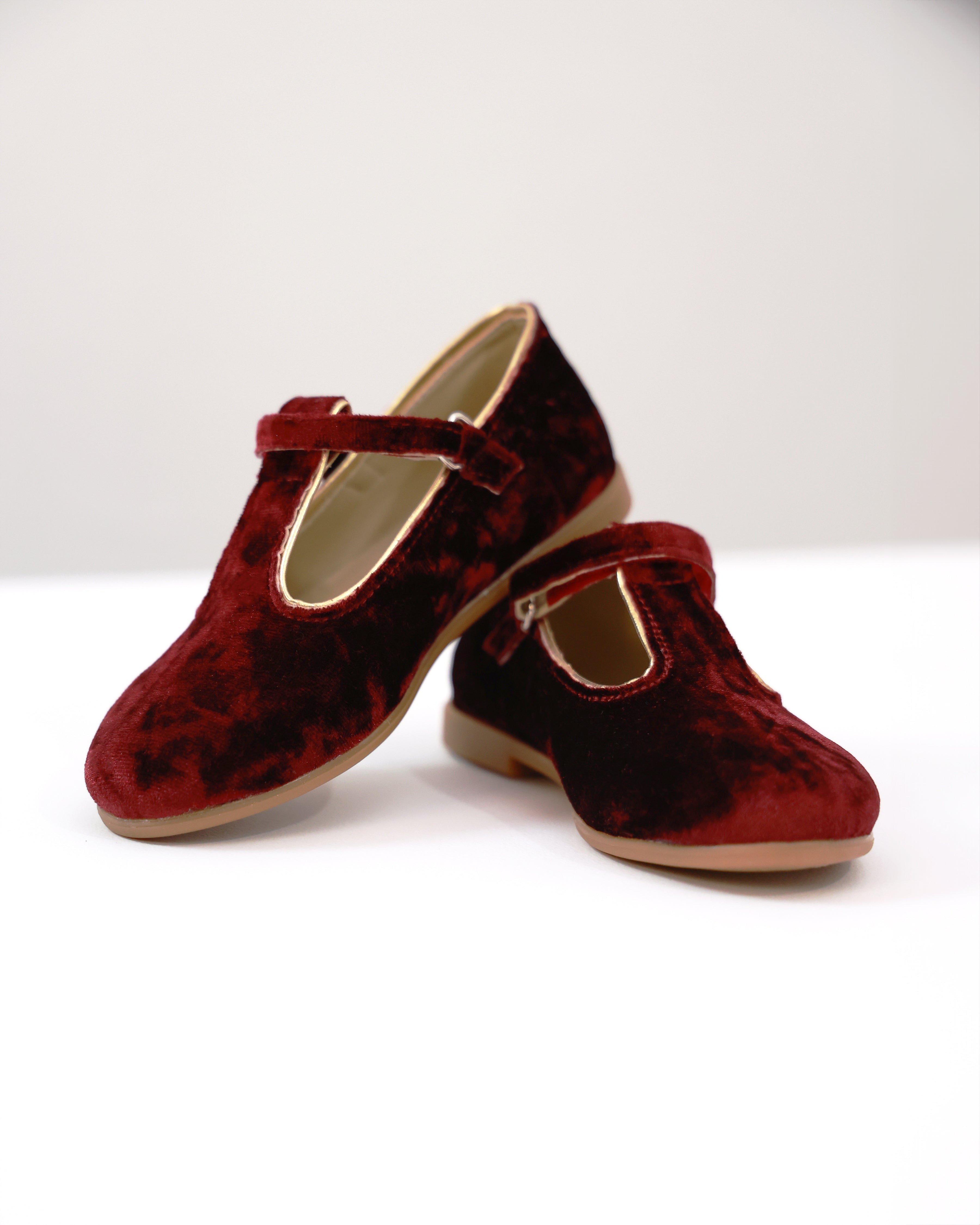 Bordo Velvet Mary Jane Shoes