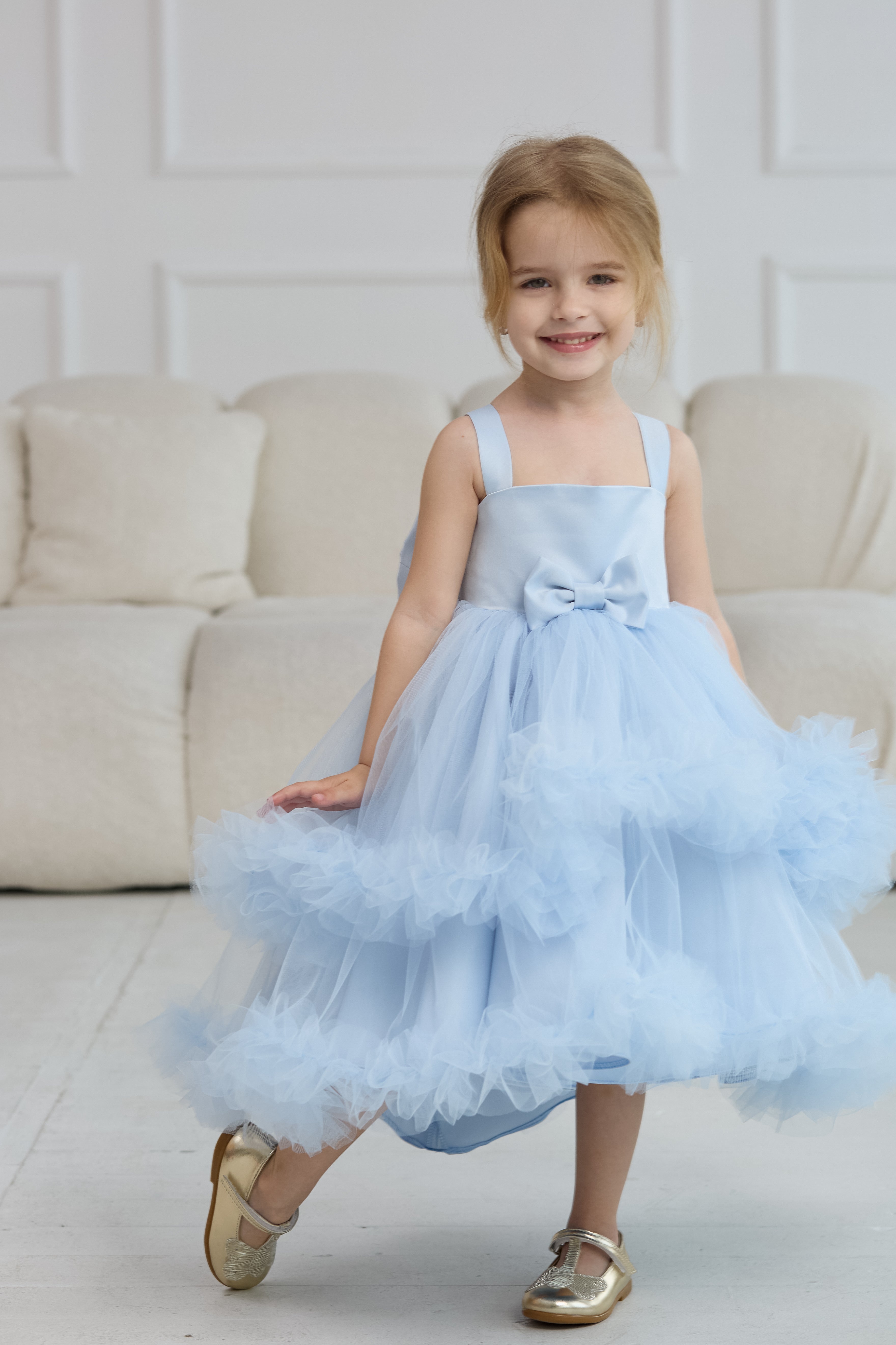 Blue Princess Ruffle Dress