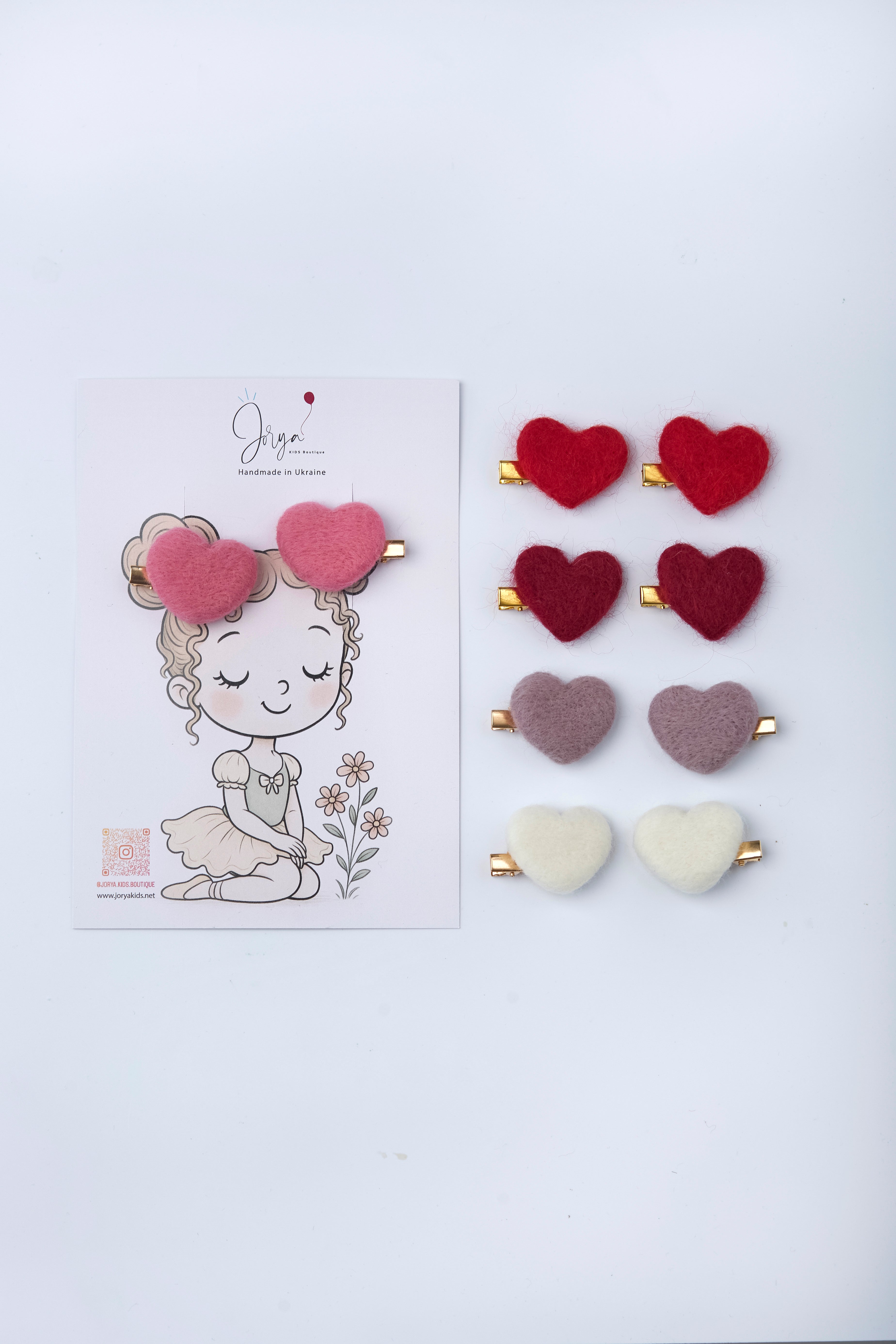 Handmade Felt Heart Hair Clips – Set of 2