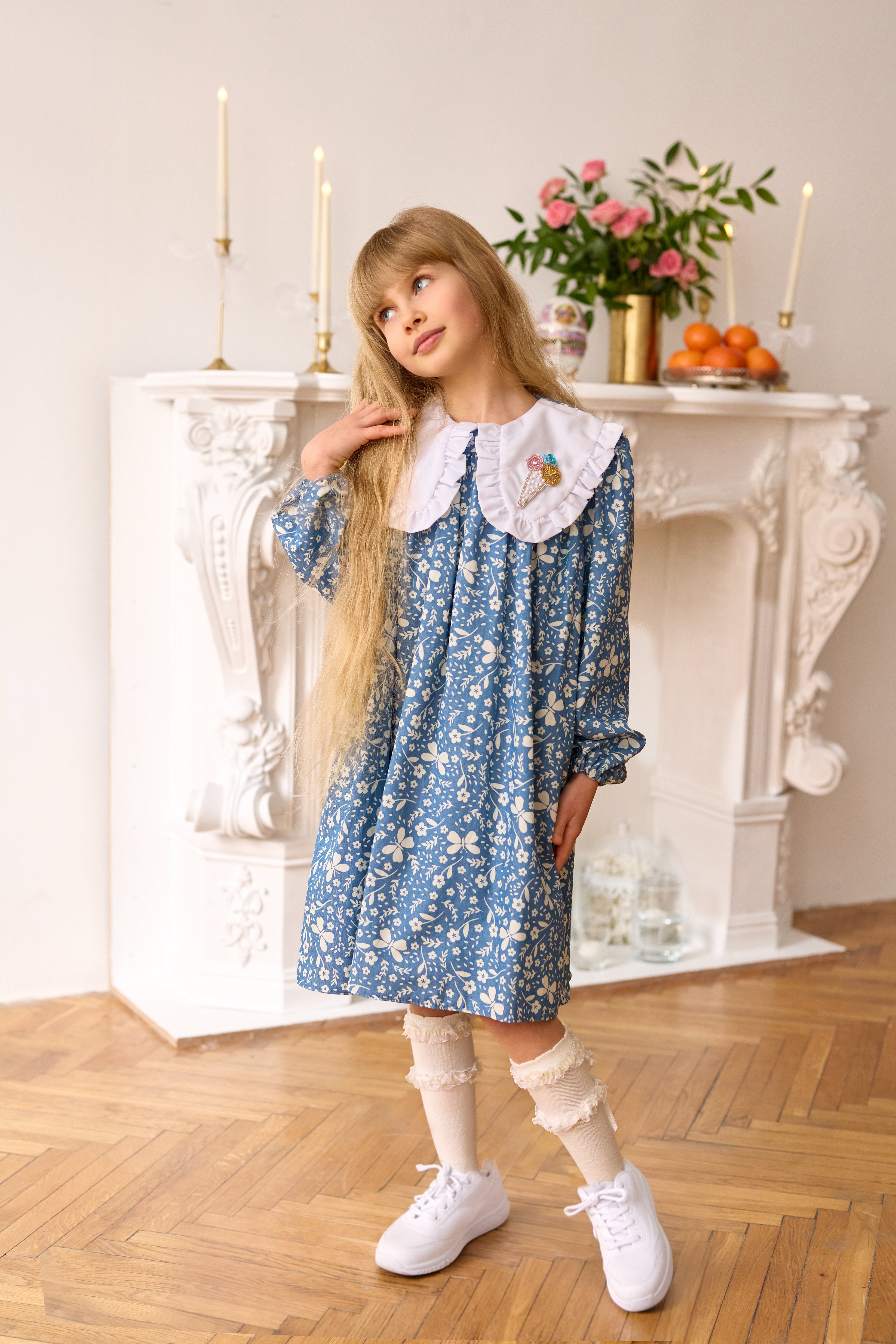 Blue Floral Cotton Dress